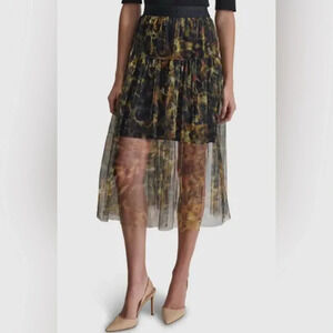 DKNY Logo Band Tulle Skirt Animal Print Women’s M - NWT